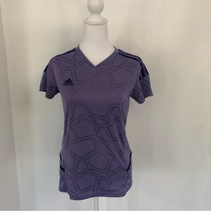 ADIDAS AEROREADY Women Purple V-Neck Short Sleeve Athletic T-Shirt Sz XS